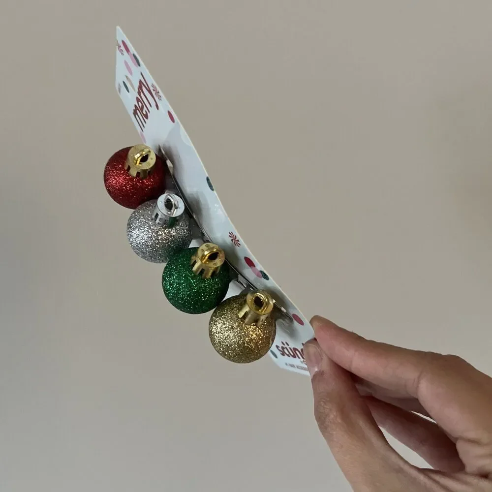 Merry Scunci By Conair Glitter Ornament Barrette Christmas Long‎ Hair Accessory